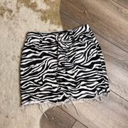 Missguided zebra black white mini denim skirt