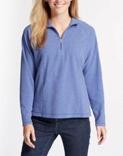 LLBean Fitness Fleece, Quarter-Zip Pullover Jacket Top Womens Blue Size L