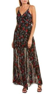 Ali & Jay Wrap Top Pleated Maxi Dress Scarlets Roses Are Red Floral XS NEW