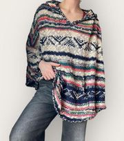 Free People Rainbow Knit Hooded Poncho XS/S