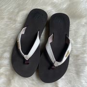 White & Silver Brown Foam Cushion Flip Flops