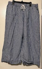 Beach Lunch Lounge Lightweight Cotton Linen Margot Cropped Pants size L