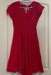 Vintage  red Fit N Flare eyelet dress size small