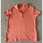 Lands' End Women's Size M 10-12 Orange Color SS 4 Button Placket Polo Top