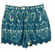 Jen's Pirate Booty Sz XS Lace Illusion Bohemian Crochet Embroidered Shorts R218