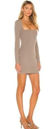 Camila Coelho Taupe Saddie Ribbed Mini Dress