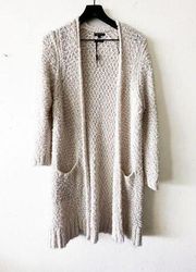 Massimo Dutti Cream Fuzzy Open Front Cardigan Sweater Women's Size S