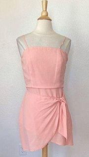 Solid Pastel Pink Wrap Dress
