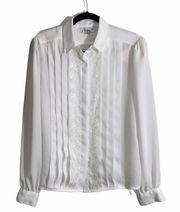 Lord&Taylor pleated front white button blouse Size 10