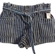 Maurices 3.5 inseam striped shorts tie front size 12 high rise blue