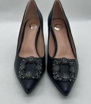 Journee Collection Heels 6 1/2 Black Rhinestones Pointed Toe Career Formal NEW