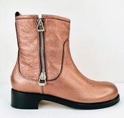 JIMMY CHOO Dondo Rosewood Metallic Grainy Leather Biker Ankle Boots EU 40