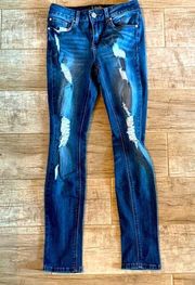 distressed, skinny jeans