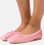 Mansur Gavriel Square Toe Ballerina Flats Flamingo Pink Calf Hair Leather 41 11