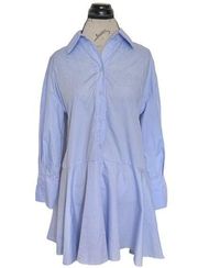 Womens Poplin Shirt Dress Collar Blue Button Down Size Small