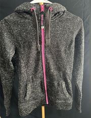 Superdry zip up sweater hoodie coat pink accents size 2