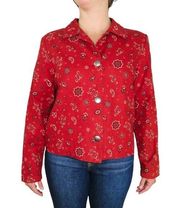 ORVIS Vintage Red Bandana Paisley Pattern Jacket Medium Retro Western Glam