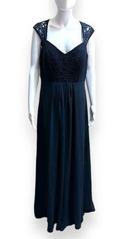 Bridesmaid 1143 Navy Blue Size 16 Lace Bodice Gown Dress Maxi