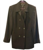 Griffith Gray For St John Vintage Double Breasted Blazer Size 10 Brown