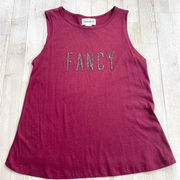 𝅺For The Republic‎ Fancy Graphic Beaded Tank | Burgundy Size S