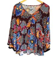 Ivy Jane Bright Floral Babydoll Top - size Medium