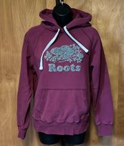 Roots Canada Small Maroon Hoodie Logo Sweatshirt