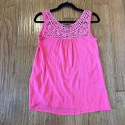 SALE August silk linen pink lace front tank size small