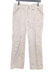 Vintage Y2K Tommy Hilfiger Zip Pocket Cargo Utility Wide Leg Pants Tan Size 8