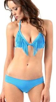 NEW Voda Swim Envy Push Up Fringe String Bikini Top & Cheeky Bottom Aquarius