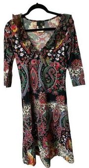 Just Cavalli Floral Paisley Form Fitting Dress Size IT 44 (US 8) Stretch Womens