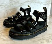 Dr. Martens  ladies blaire platform gladiator sandals in black patent leather 9