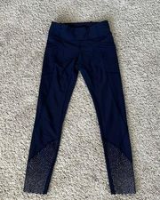 Navy Blue lululemon with fun designs on the ankles size 0