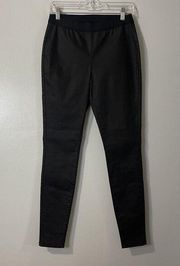 EILEEN FISHER Coated Organic Cotton Stretcy Denim Leggings Size XS Black NWT