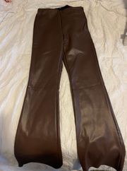 Brown Leather Flare Pants