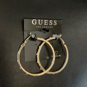 NWT Guess Crystal Embellished Gold Hoops