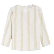 Sincerely Jules Striped Cream Ivory Tan and White Blouse Size Small S