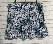 Cuddl Duds Womens Tropical Print Golf Tennis Skort Blue White Pockets Size XL