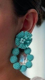 Beaded Teal Earrings