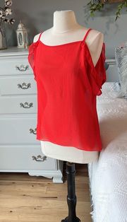 Red Flowy Top Small