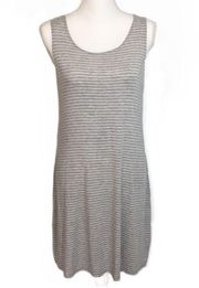 NWT Heather Gray White Striped T-Shirt Loose Dress