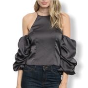 NWT Solaris Style Ruched Sleeves Top