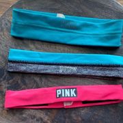 PINK - Victoria's Secret 3 Women’s Victoria’s Secret PINK sporty headbands teal neon pink stretch reflect