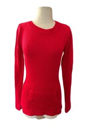 Long Sleeve Sweater with Pockets Red Size Medium