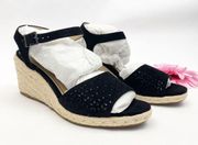 Vionic Tulum Ariel Suede Leather Backstrap Espadrille Wedge Sandals: Black