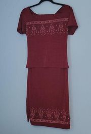 Maroon Top and Skirt Set Size Small and Medium