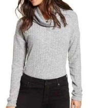 NWT BP Nordstrom So Soft Heather Grey Cowl Neck Ribbed Sweater Size M ~