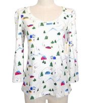 NWT Anthropologie Maeve Ski Themed Audra Cotton Tee Sz XS