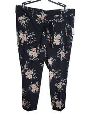 Jules & Leopold Floral Ankle Length Dress Pants Size 1X Pull On, Tie Belted Wais