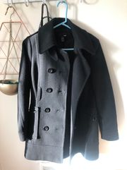 Black Long Wool Peacoat