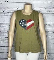 Life is Good NWT Size XL Green - American Flag Heart Cotton Tank Top